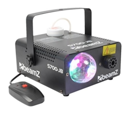 Beamz S700-JB Nebelmaschine mit Licht Fernbedienung und Nebelfluid (700W, 3x 3W 3RGB-LED, 75m³/Minute) -
