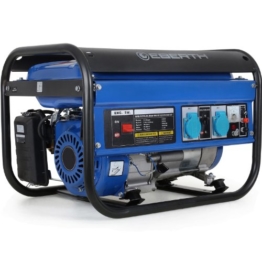 EBERTH 3000 Watt Benzin Stromerzeuger Notstromaggregat Stromaggregat Generator (Seilzugstart, luftgekühlt, Ölmangelsicherung) blau -