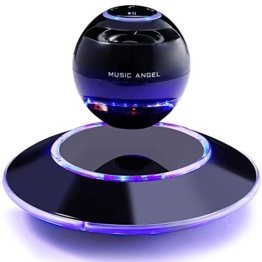 MUSIC ANGEL freischwebender Lautsprecher mit Bluetooth 4.0 Multifarben LED kabellos 360° mit Mikrofon (schwarz) -