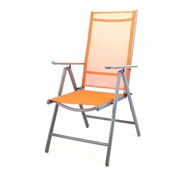 Klappstuhl Aluminium Gartenstuhl Alu Campingstuhl verstellbar orange hochlehnig -