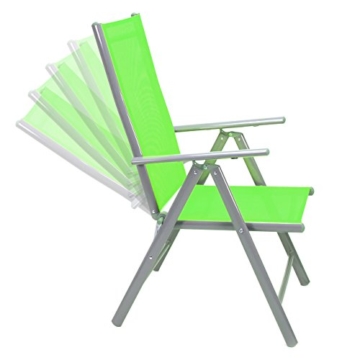 Nexos 4-er Set Stuhl, Klappstuhl, Gartenstuhl, Hochlehner für Terrasse, Balkon Camping Festival, aus Aluminium verstellbar, leicht, stabil, grün - 